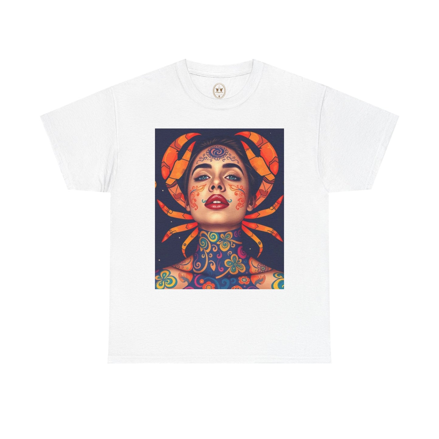 Unisex Heavy Cotton T-Shirt, Cancer, Zodiac v2, Sexy Art