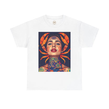 Unisex Heavy Cotton T-Shirt, Cancer, Zodiac v2, Sexy Art