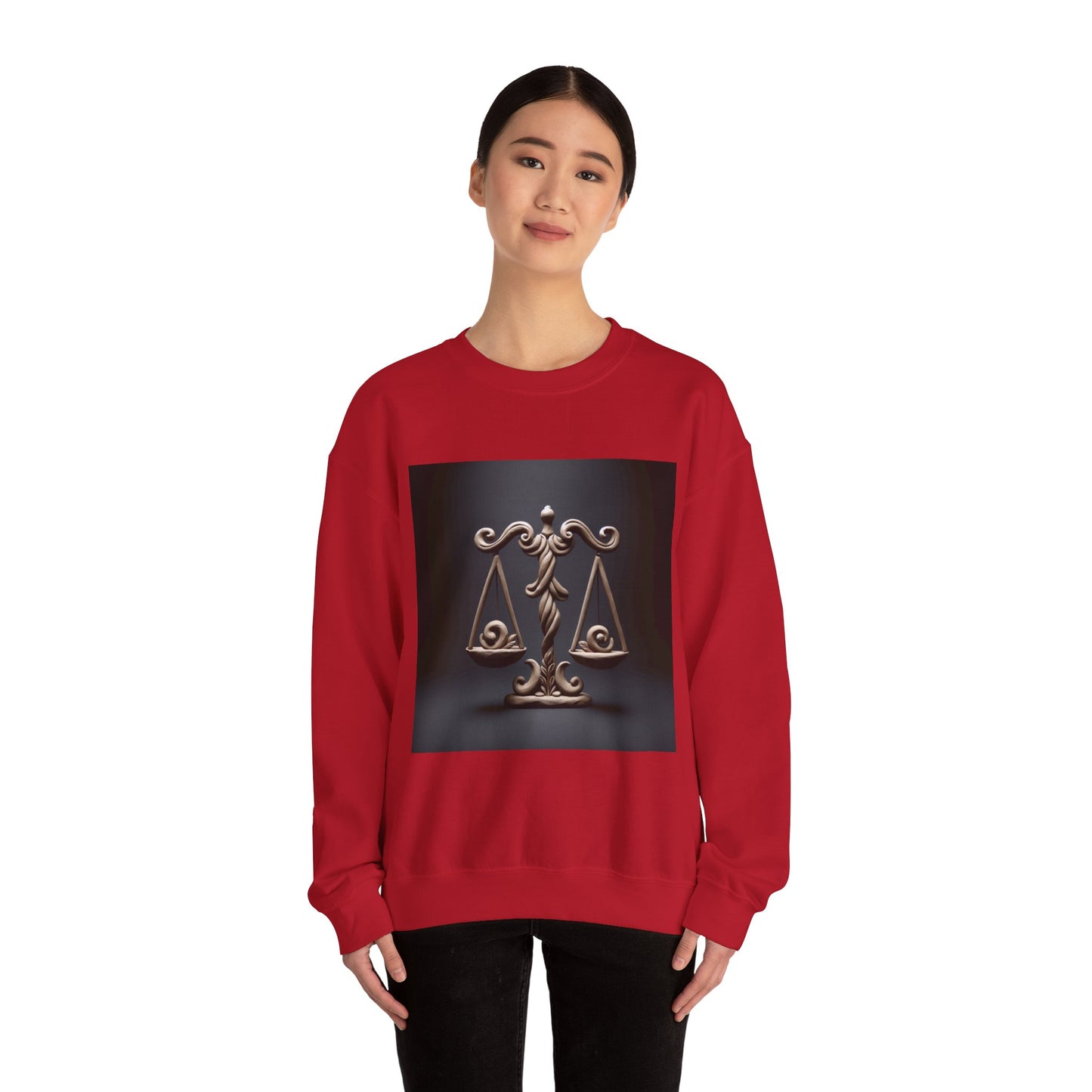 Unisex Heavy Blend™ Crewneck Sweatshirt, Brown Scale, Libra Zodiac Design