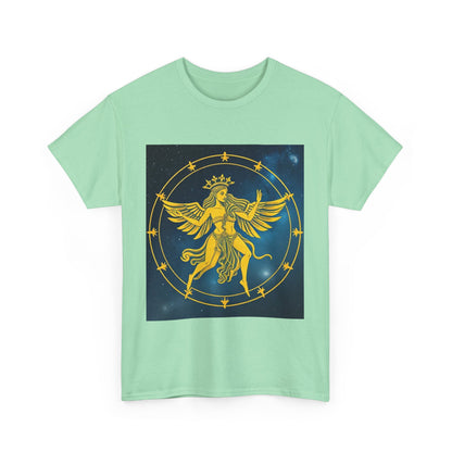 Unisex Heavy Cotton T-Shirt, Twin Angel v3, Gemini Zodiac Design