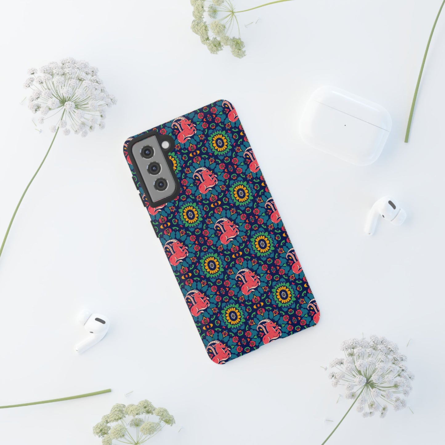 Tough Cases, Capricorn, Zodiac v1, Flower Pattern