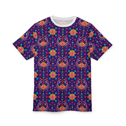 Unisex Cut & Sew T-Shirt, (AOP), Cancer, Zodiac v2, Jewels Pattern
