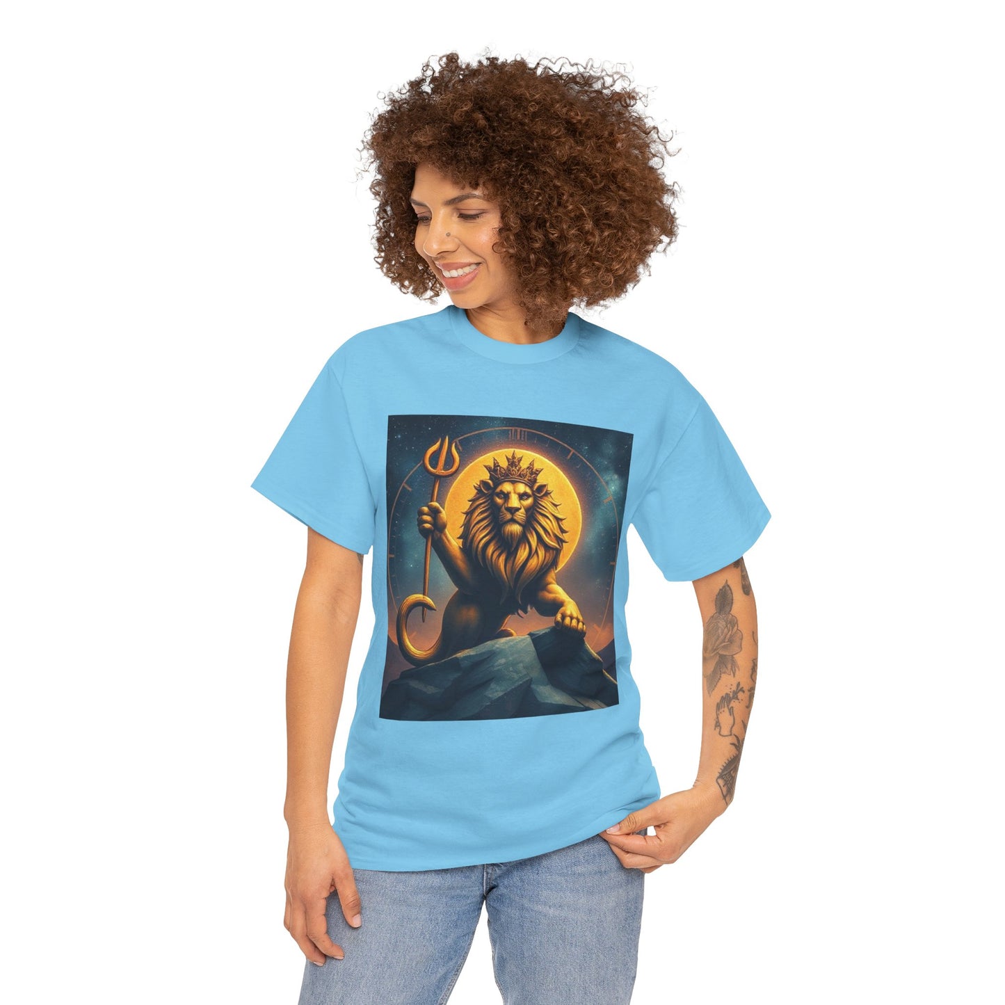 Unisex Heavy Cotton T-Shirt, King of Lions v2, Leo Zodiac Design