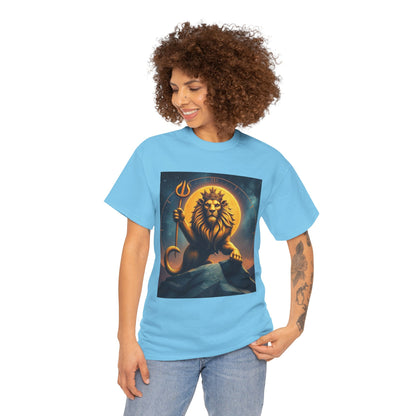 Unisex Heavy Cotton T-Shirt, King of Lions v2, Leo Zodiac Design