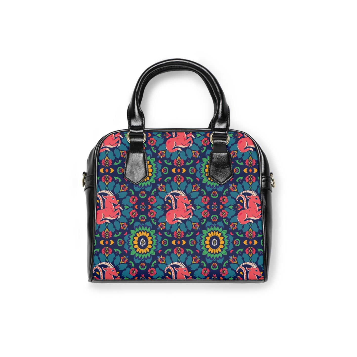 Shoulder Handbag, Capricorn, Zodiac, Flower Pattern