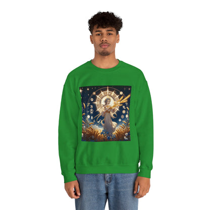 Unisex Heavy Blend™ Crewneck Sweatshirt, anime girl in wheat field, Virgo Zodiac Design