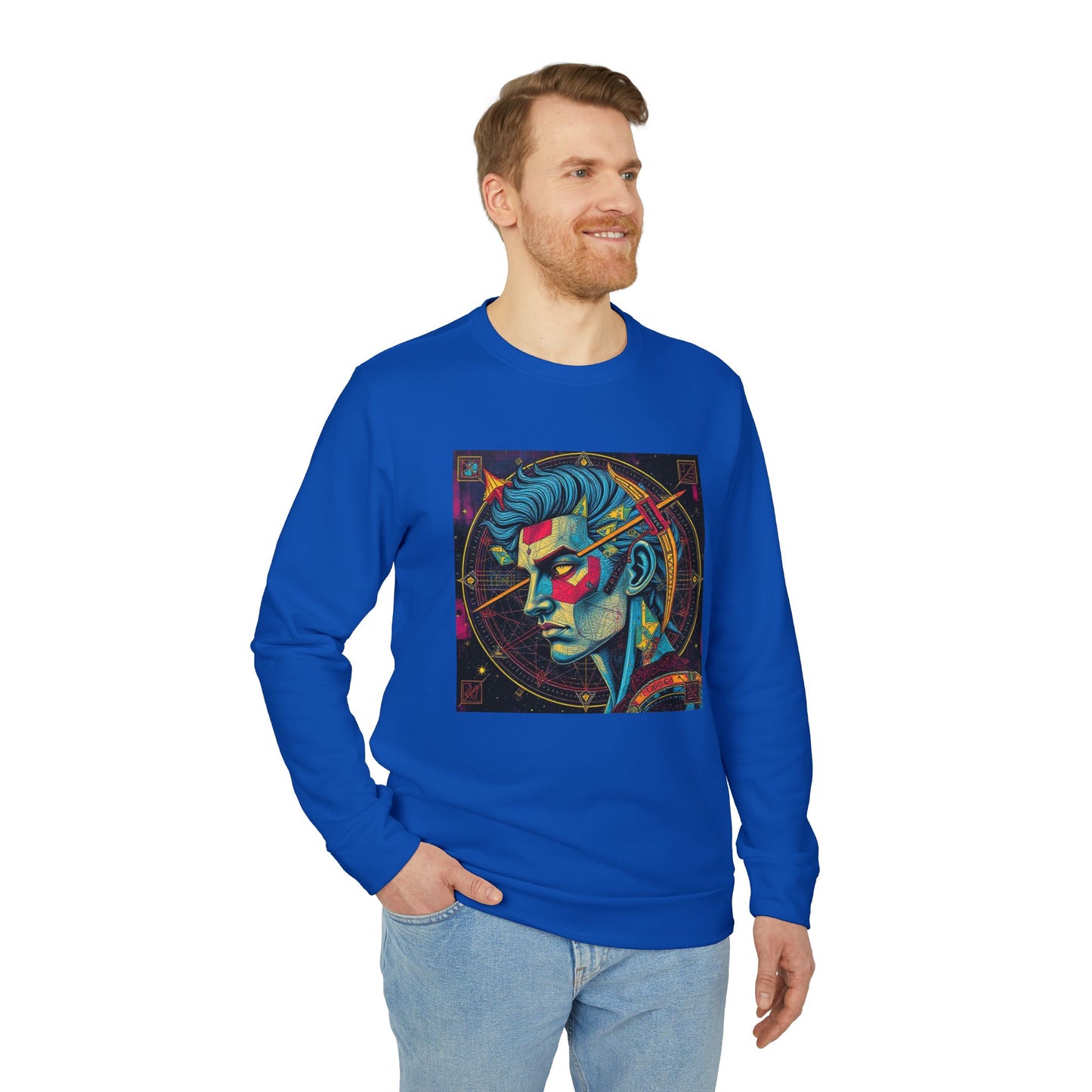 Adidas, Unisex Fleece Crewneck Sweatshirt, Sagittarius, Pop Art, Zodiac