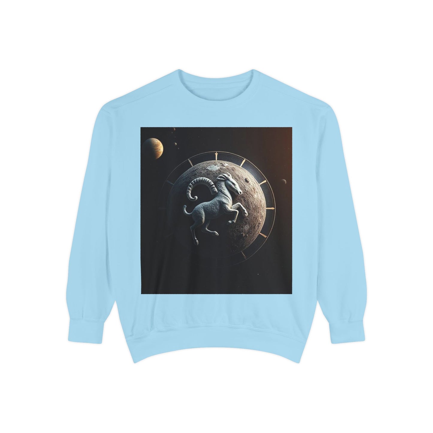 Garment-Dyed Sweatshirt, Unisex, Space Animal Design, Aries