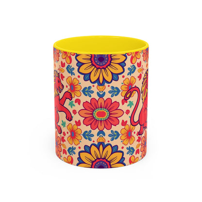 Accent Coffee Mug, Leo, Zodiac, Flower Pattern, (11, 15oz)