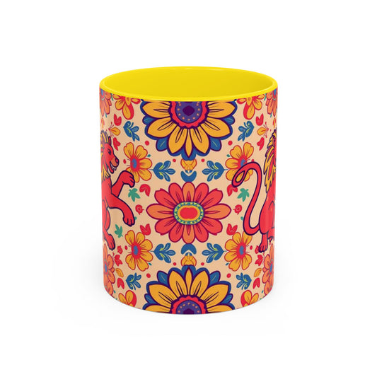Accent Coffee Mug, Leo, Zodiac, Flower Pattern, (11, 15oz)