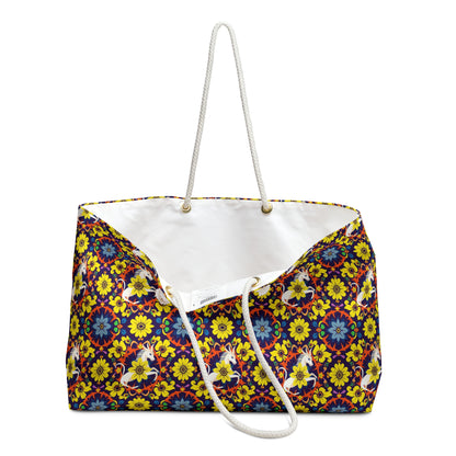 Weekender Bag, Aquarius, Zodiac v1, Flower Pattern