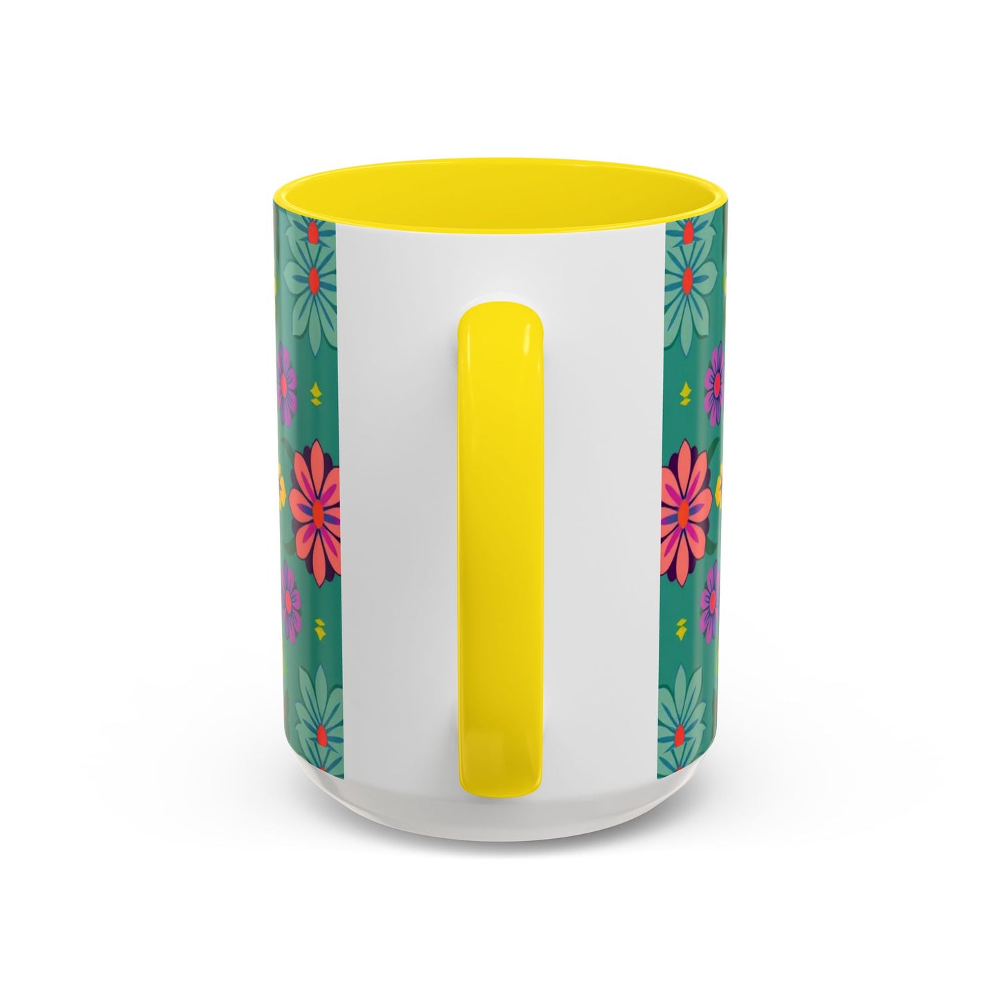Accent Coffee Mug, Aquarius, Zodiac v3, Flower Pattern, (11, 15oz)