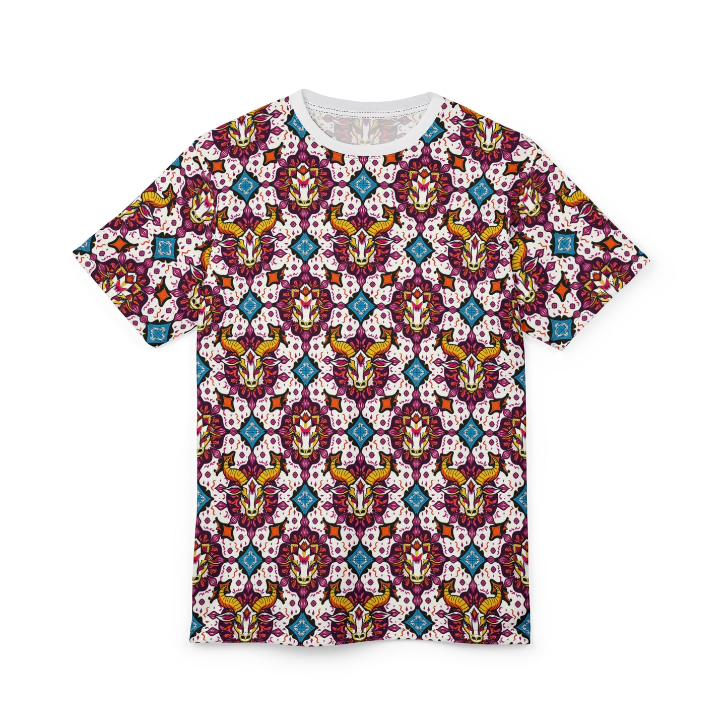Unisex Cut & Sew T-Shirt, (AOP), Taurus, Zodiac v1, Jewels Pattern