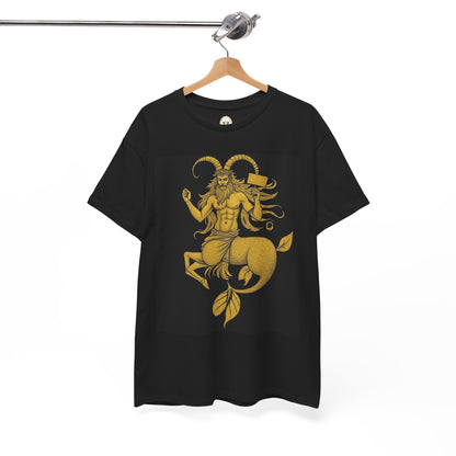 Unisex Heavy Cotton T-Shirt, Capricorn God, Zodiac Design