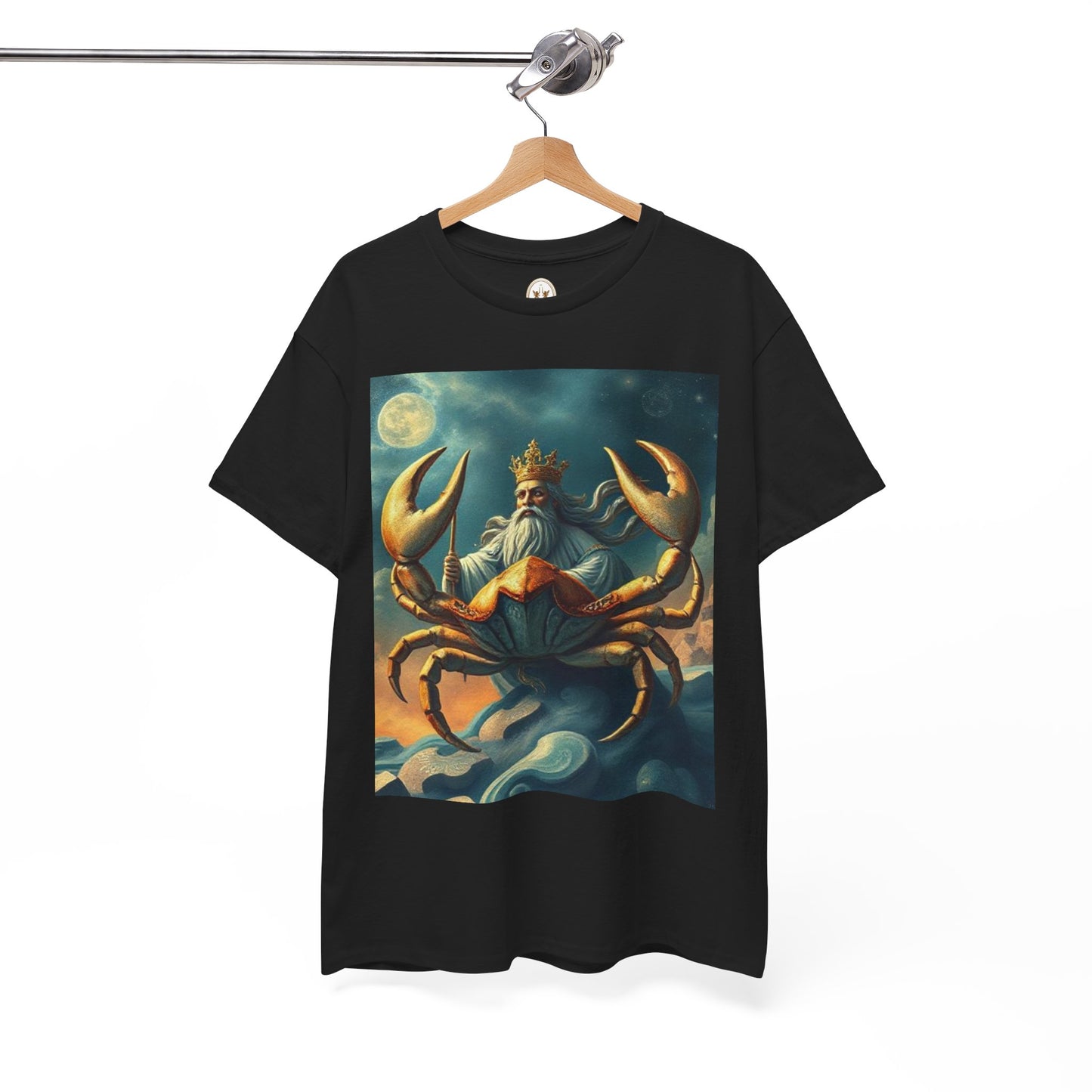 Unisex Heavy Cotton T-Shirt, Crustacean King, Cancer Zodiac Design
