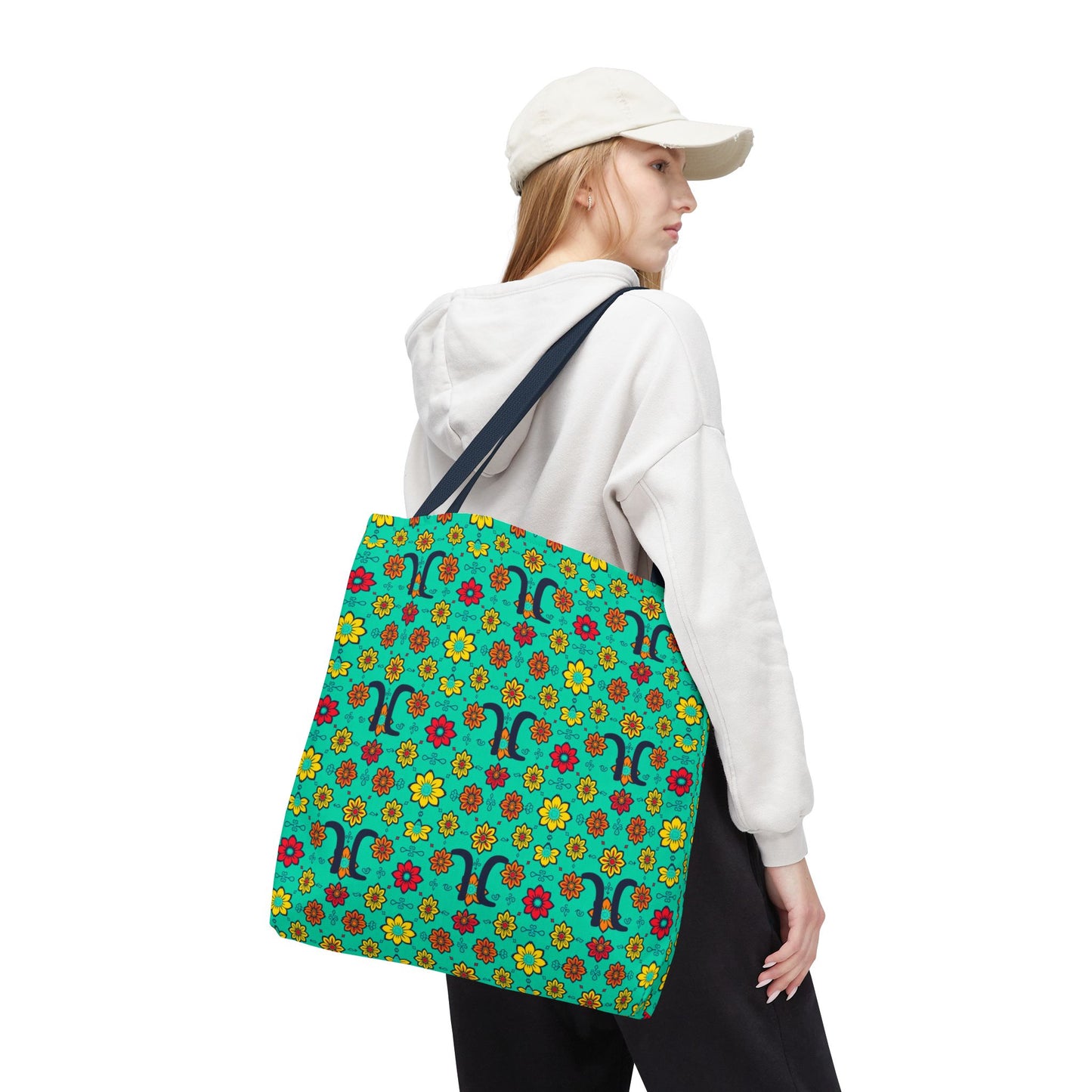 Tote Bag, (AOP), Aquarius, Zodiac, Flower Pattern