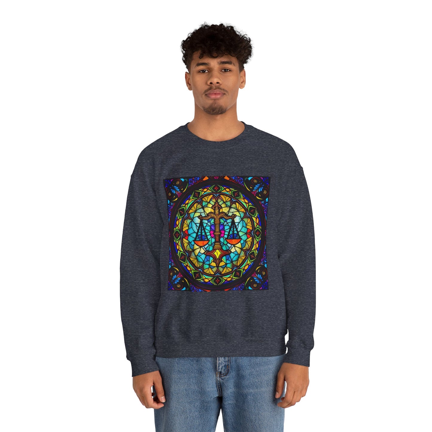 Unisex Heavy Blend™ Crewneck Sweatshirt, Glass, Libra Zodiac Design