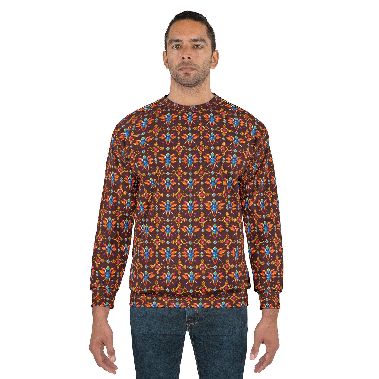 Unisex Sweatshirt (AOP), Taurus, Zodiac v1, Jewel Pattern