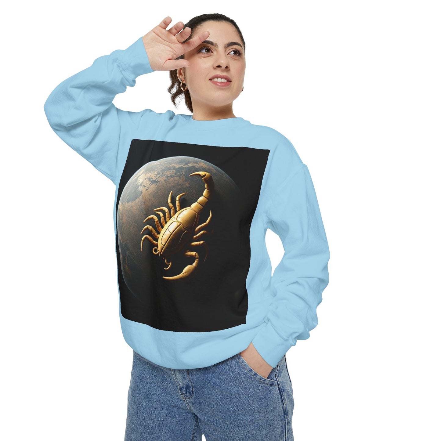 Garment-Dyed Sweatshirt, Unisex, Space Animal Design v1, Scorpio