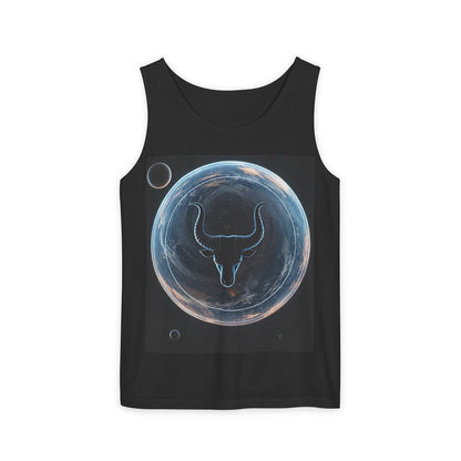 Unisex Garment-Dyed, Tank Top, Taurus Design, Planet Animal v1, 100% US cotton