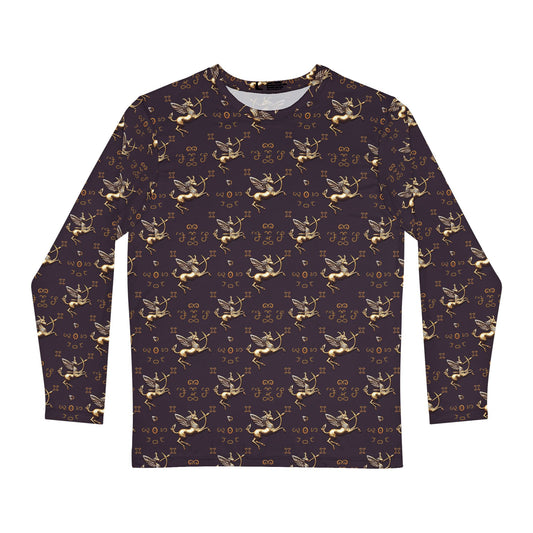 Men's Long Sleeve Shirt, (AOP), Sagittarius, Zodiac v2, Pattern