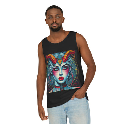 Unisex Garment-Dyed, Tank Top, Capricorn, Pop Art v1, 100% US cotton