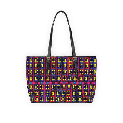 Leather Shoulder Bag, Gemini, Zodiac v2, Shapes Pattern