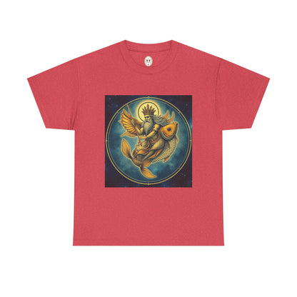 Unisex Heavy Cotton T-Shirt, Pisces King. Zodiac Design