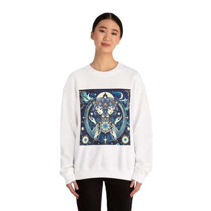 Unisex Heavy Blend™ Crewneck Sweatshirt,Twin Body, Gemini Zodiac Design