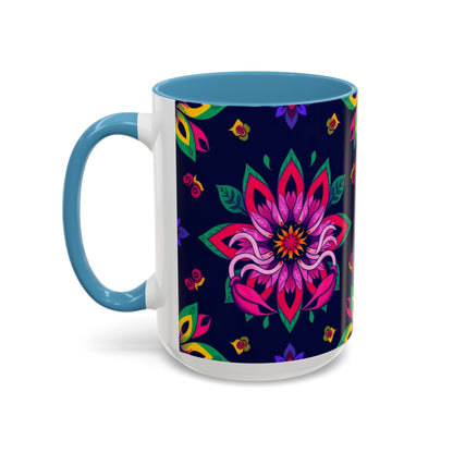 Accent Coffee Mug, Scorpio, Zodiac v4. Flower Pattern, (11, 15oz)