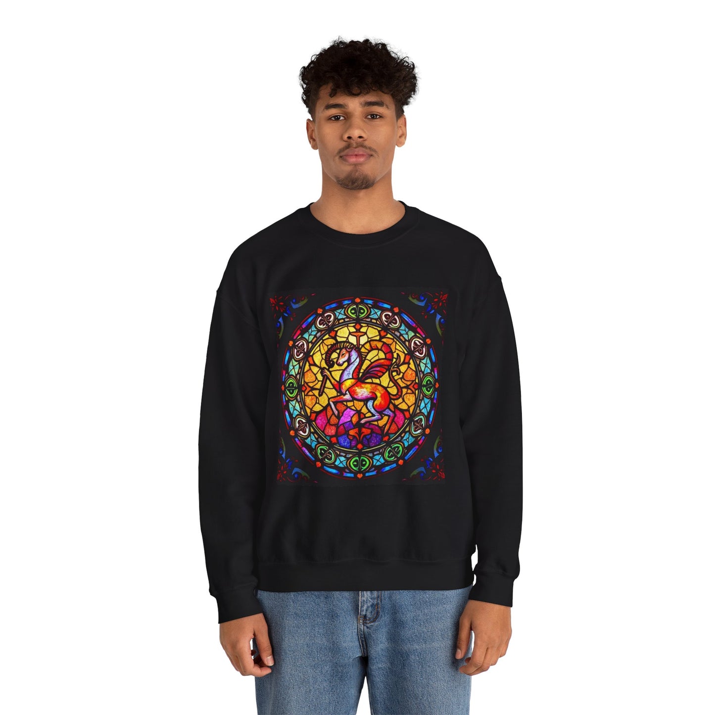 Unisex Heavy Blend™ Crewneck Sweatshirt, Glass 1, Aries Zodiac Design
