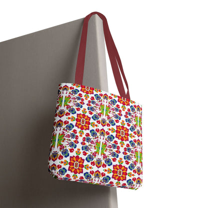 Tote Bag, (AOP), Libra, Zodiac v5, Flower Pattern