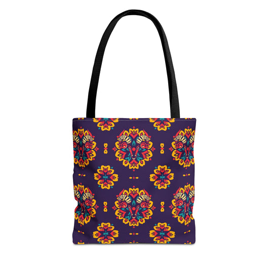 Tote Bag (AOP), Taurus, Zodiac v2, Flower Pattern
