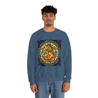 Unisex Heavy Blend™ Crewneck Sweatshirt, Glass 1, Leo Zodiac Design