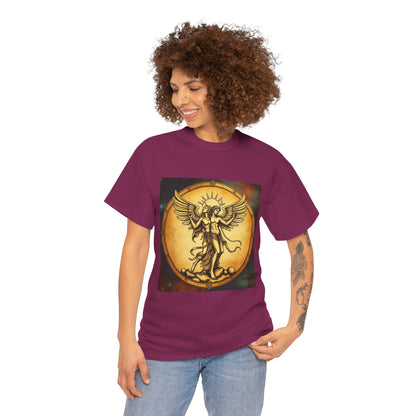 Unisex Heavy Cotton T-Shirt, Angel Twin, Gemini Zodiac Design