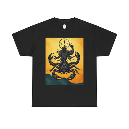 Unisex Heavy Cotton T-Shirt, Scorpion King, Print Art v1, Scorpio Zodiac Design