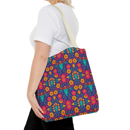 Tote Bag, (AOP), Taurus, Zodiac v1, Flower Pattern