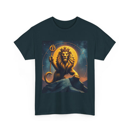Unisex Heavy Cotton T-Shirt, King of Lions v2, Leo Zodiac Design