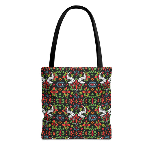 Tote Bag (AOP), Taurus, Zodiac v1, Flower Pattern