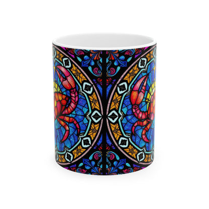 Ceramic Mug, (11oz, 15oz), Ceramic Coffee Mug, AOP, Glass Design, Cancer Zodiac