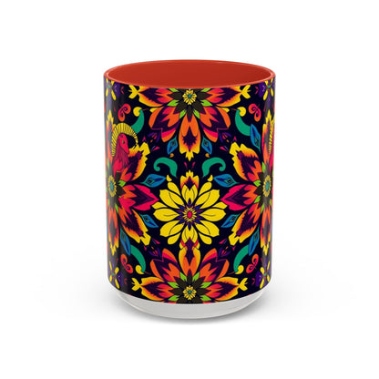 Accent Coffee Mug, Capricorn, Zodiac v4, Flower Pattern, (11, 15oz)