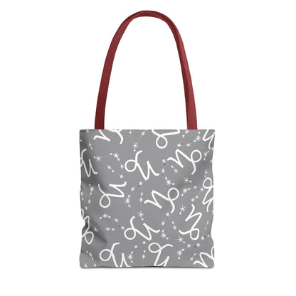 Tote Bag, Capricorn Zodiac Sign, AOP, (Grey, White)