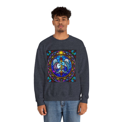 Unisex Heavy Blend™ Crewneck Sweatshirt, Glass, Pisces Zodiac Design