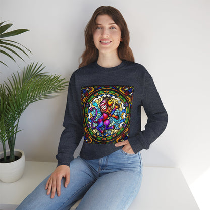Unisex Heavy Blend™ Crewneck Sweatshirt, Glass, Leo Zodiac Design
