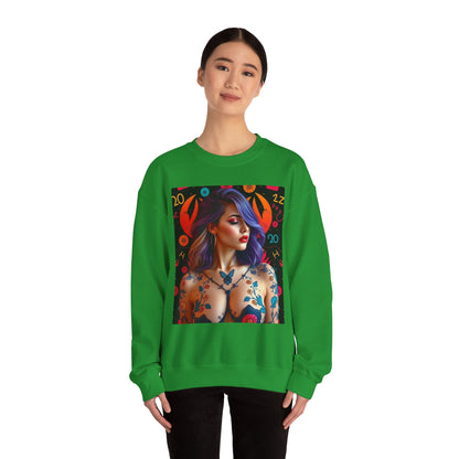 Unisex Heavy Blend™ Crewneck Sweatshirt, Cancer, Zodiac v3, Sexy Pattern