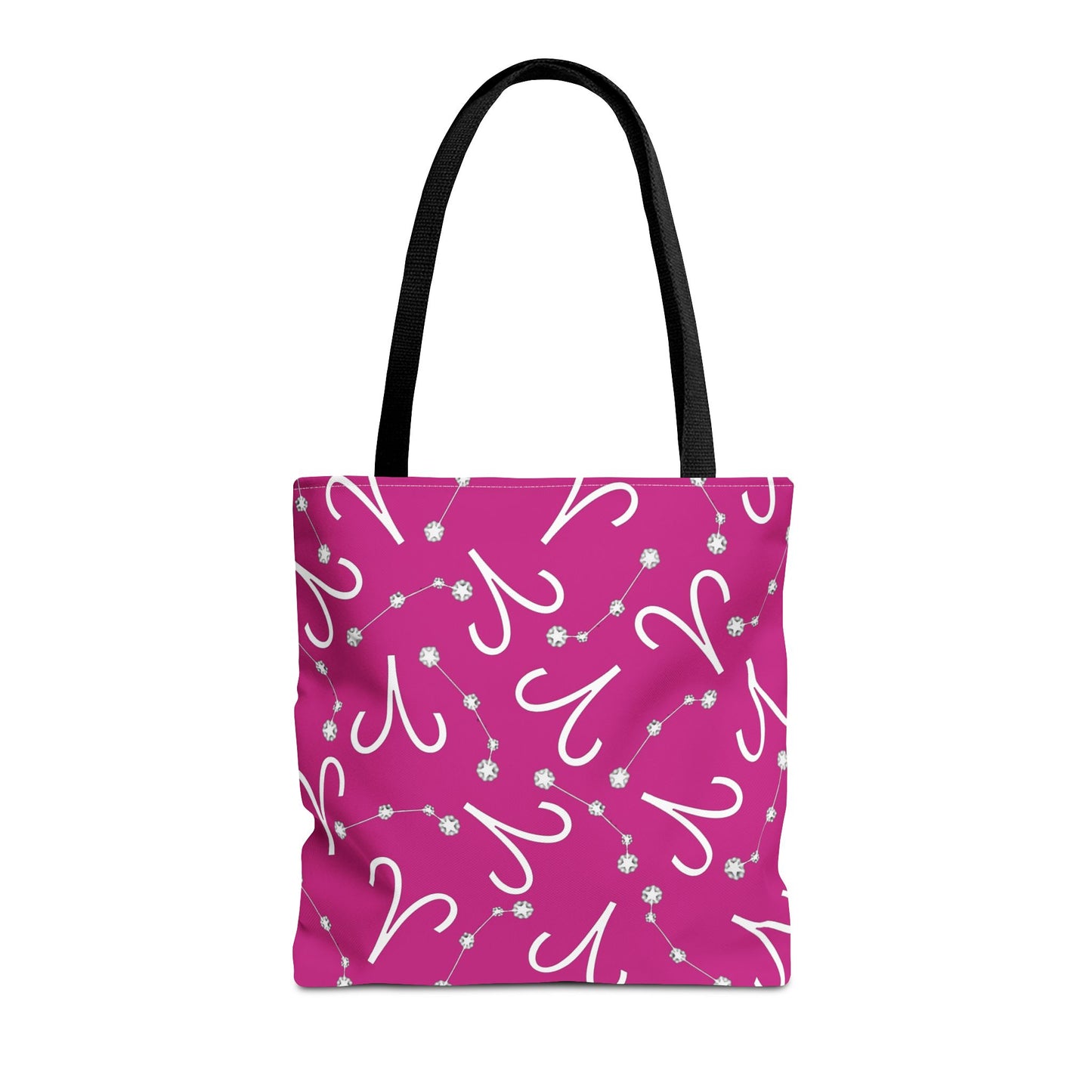 Tote Bag, Aries Zodiac Sign, AOP, (Pink, White)
