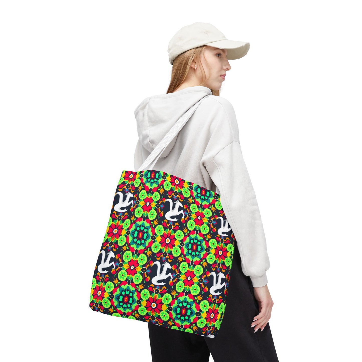 Tote Bag, (AOP), Aquarius, Zodiac v4, Flower Pattern