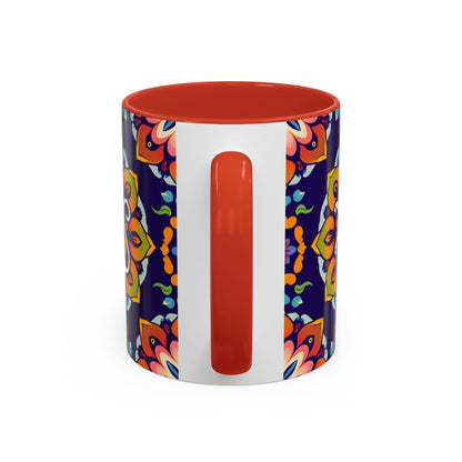 Accent Coffee Mug, Virgo, Zodiac v4. Flower Pattern, (11, 15oz)