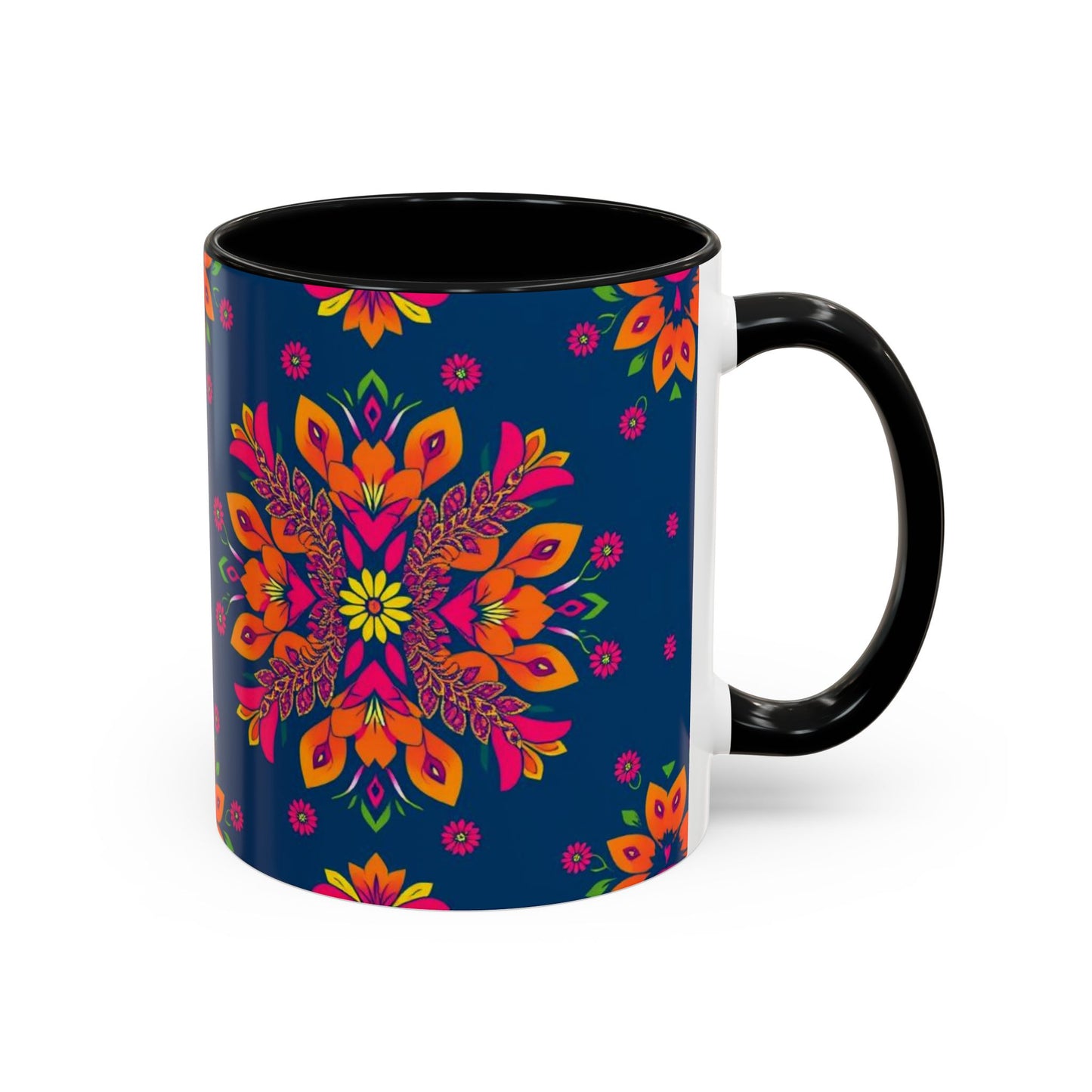 Accent Coffee Mug, Gemini, Zodiac v2, Flower Pattern, (11, 15oz)