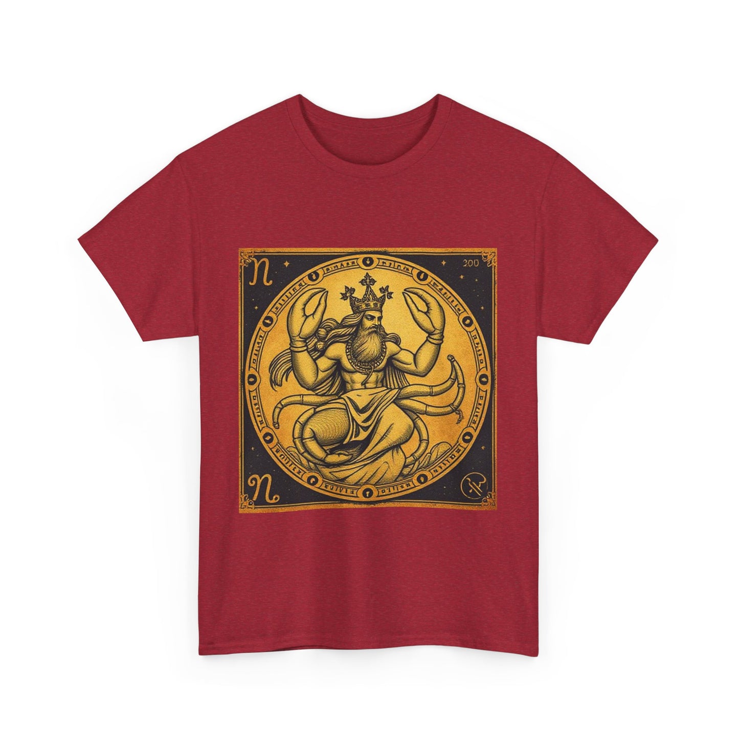 Unisex Heavy Cotton T-Shirt, Crab King v1, Cancer Zodiac Design